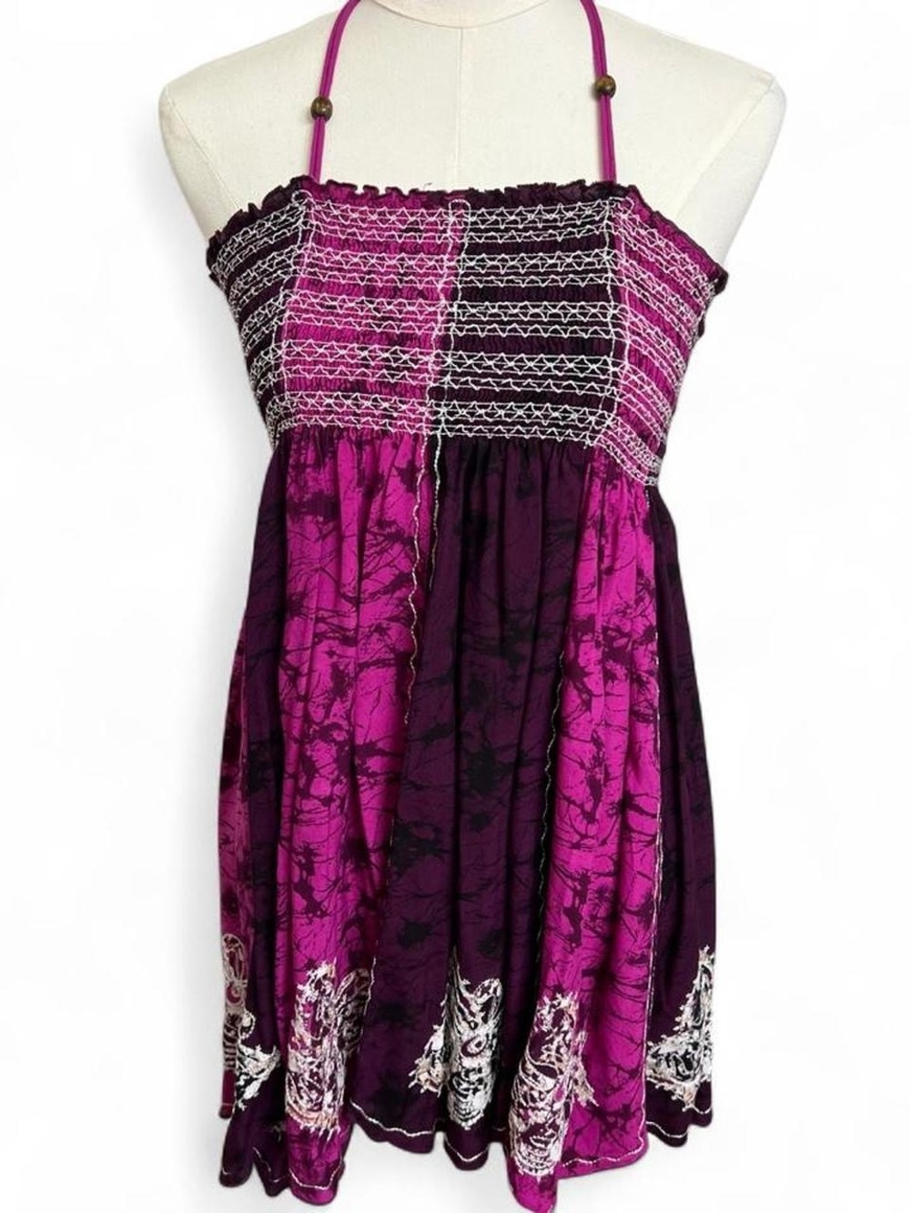 Earthbound Trading Co purple tiedye hippie flowy dress butterflies coverup